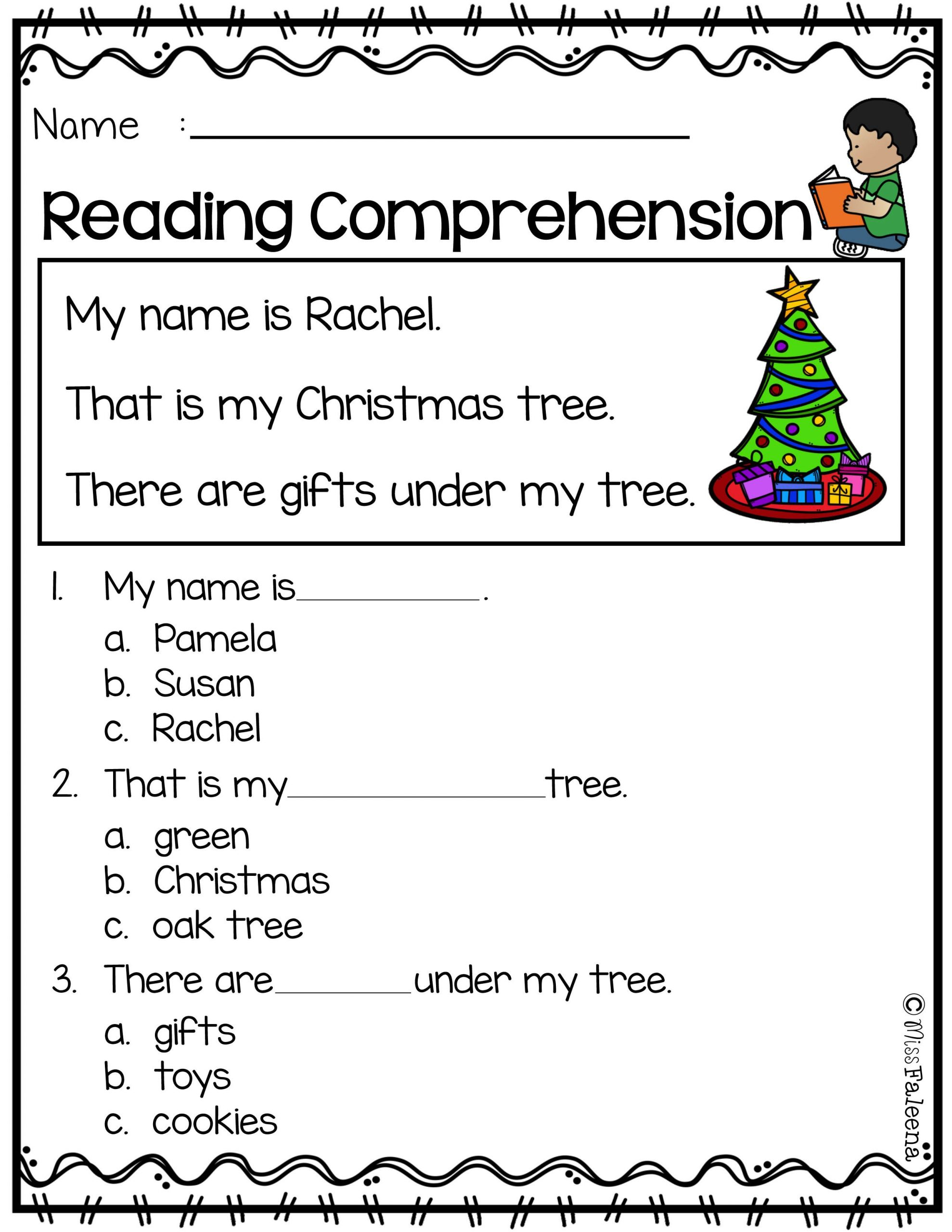 Reading Comprehension Practice Worksheet Education 1st Grade Free Kindergarten Easy Esl 