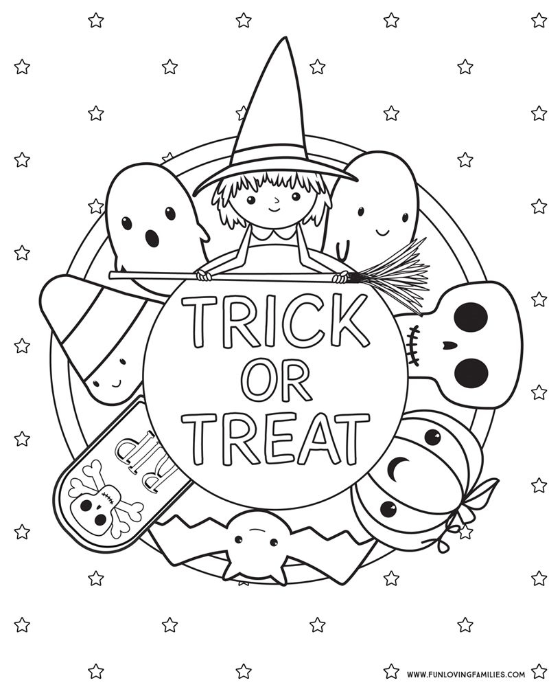 Coloring Pages Trick Or Treat Sheets Free Halloween