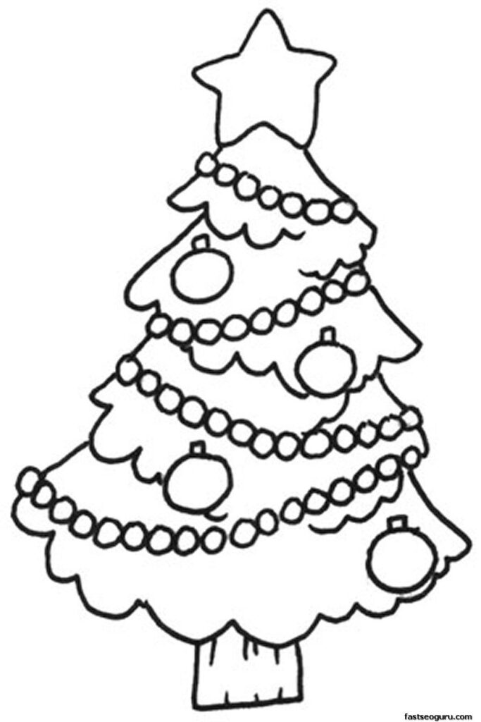 Coloring Pages Worksheets Printable Christmas Tree Free