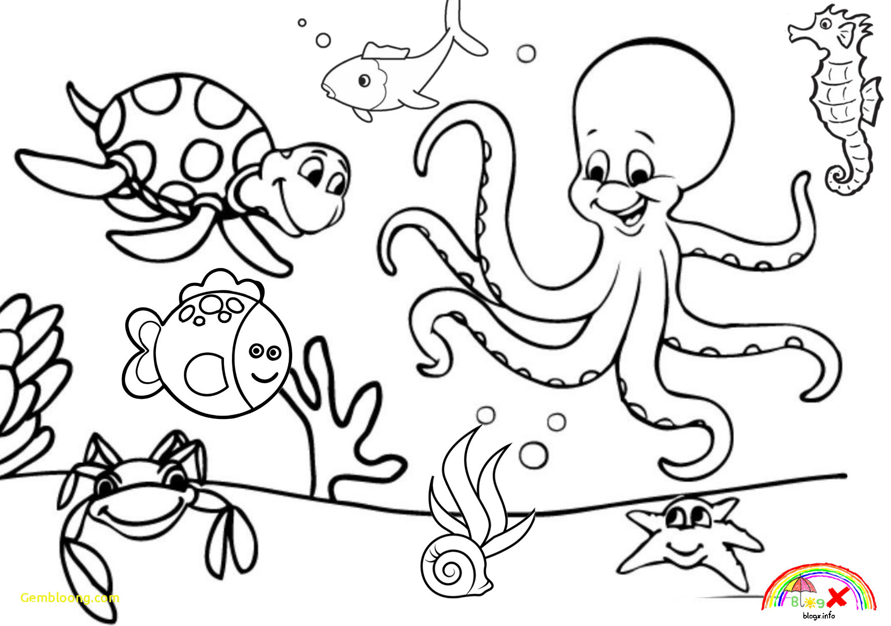 Coloring Pages Worksheets Sea Animals Ocean Pagesheet