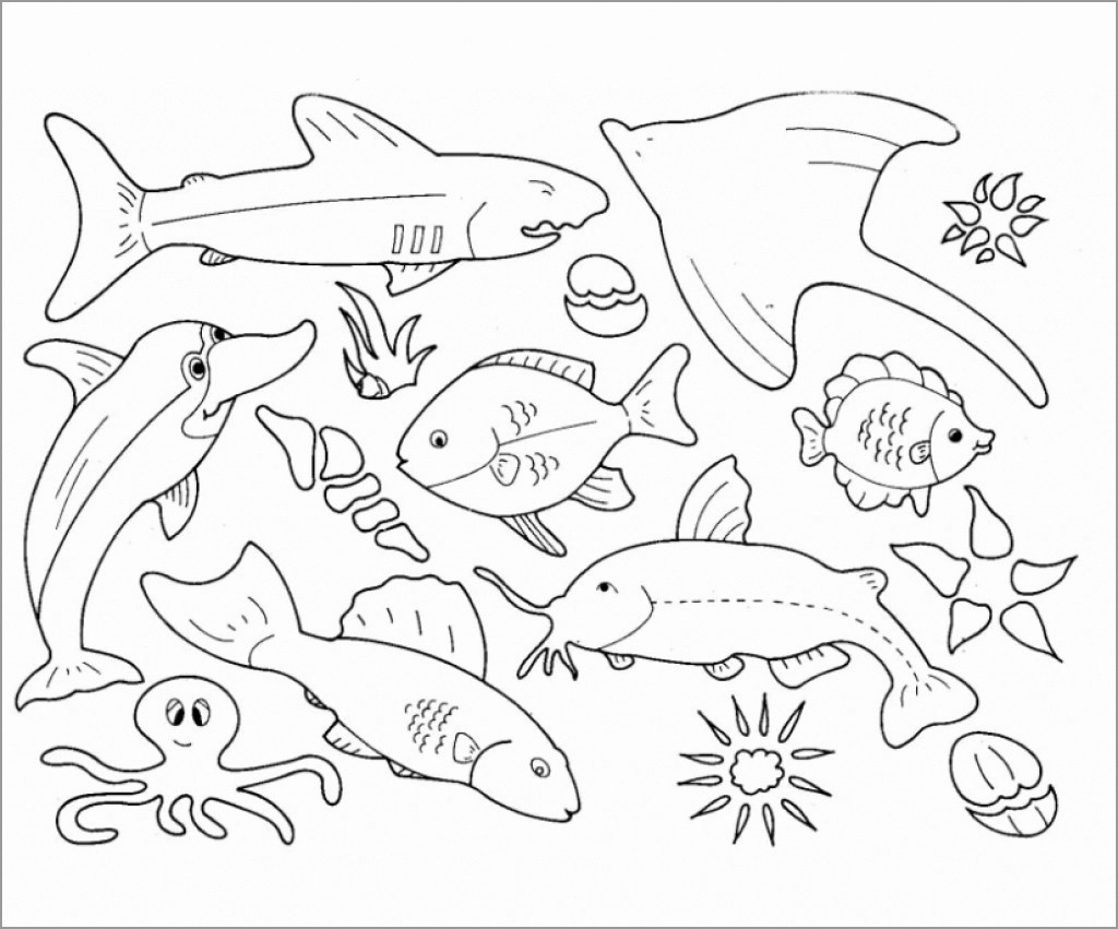 Coloring Pages Worksheets Sea Animals Ocean Pagesheet