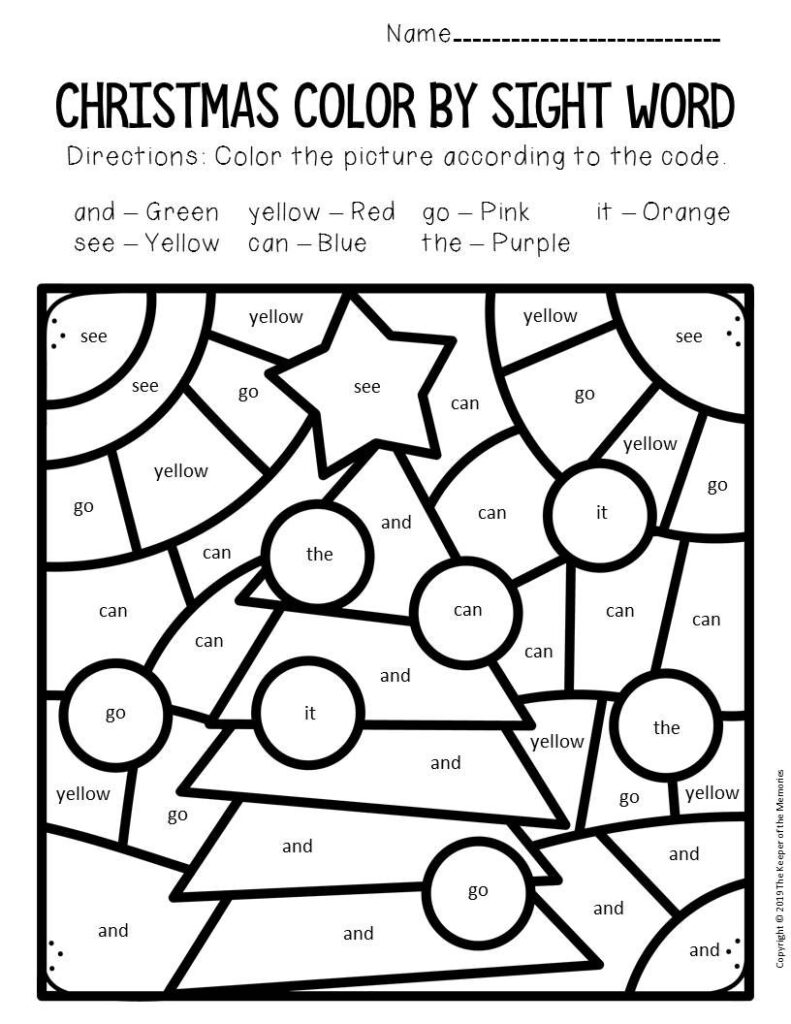 Colorsight Word Christmas Pre K Worksheets | Preschool