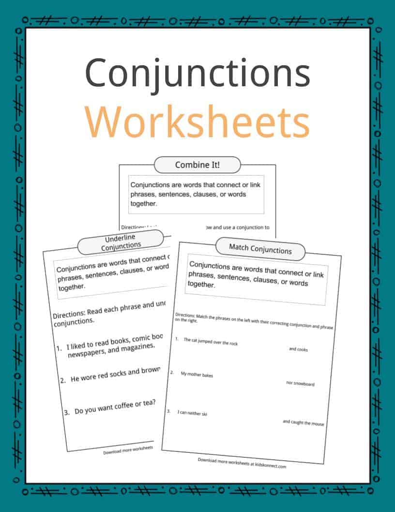 Conjunctions Examples, Definition &amp;amp; Worksheets For Kids