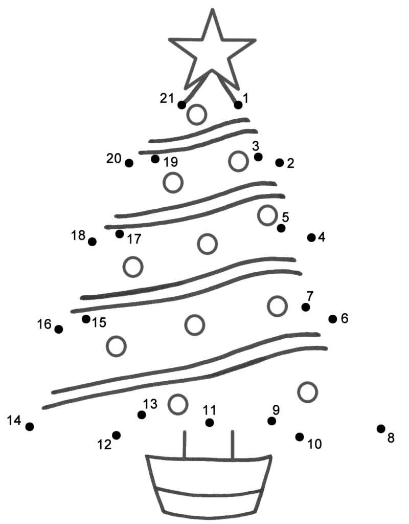 Connect The Dots Page | Christmas Tree Coloring Page