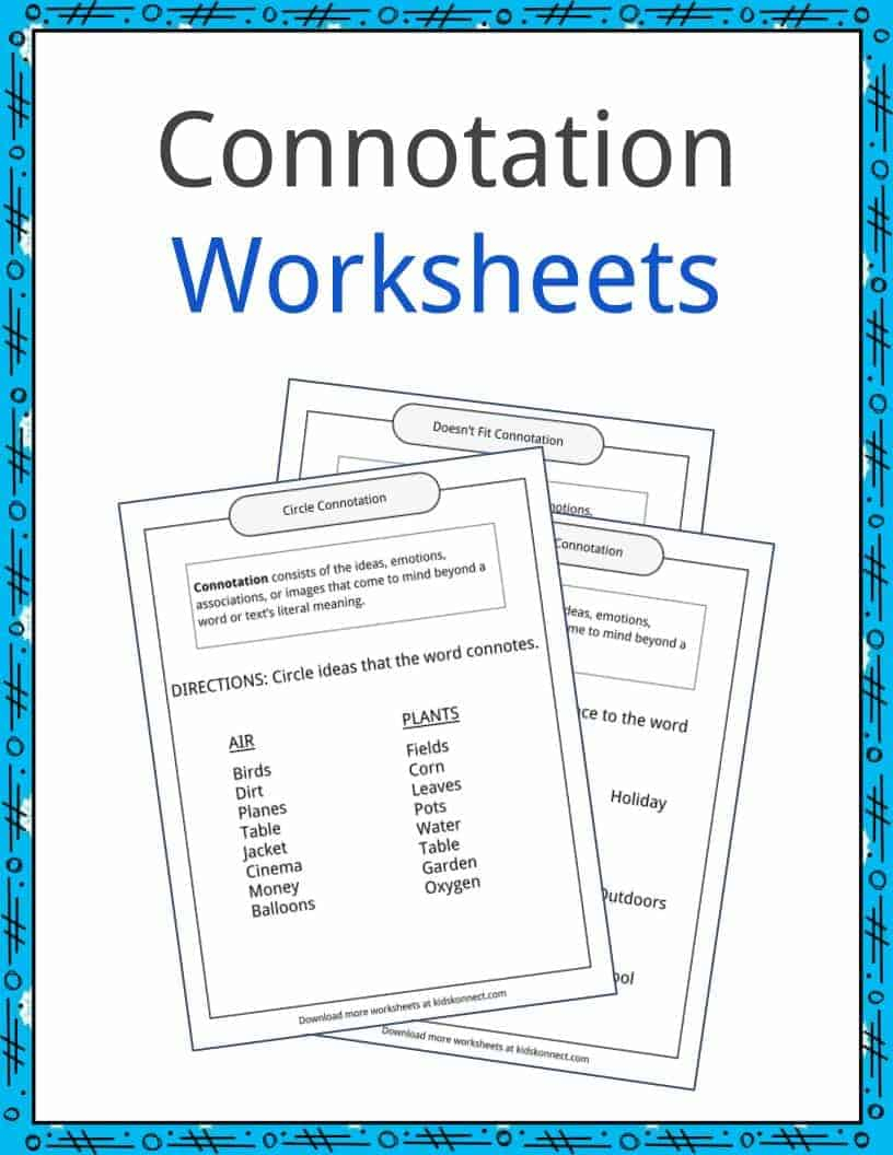 Connotation Examples, Definition And Worksheets | Kidskonnect