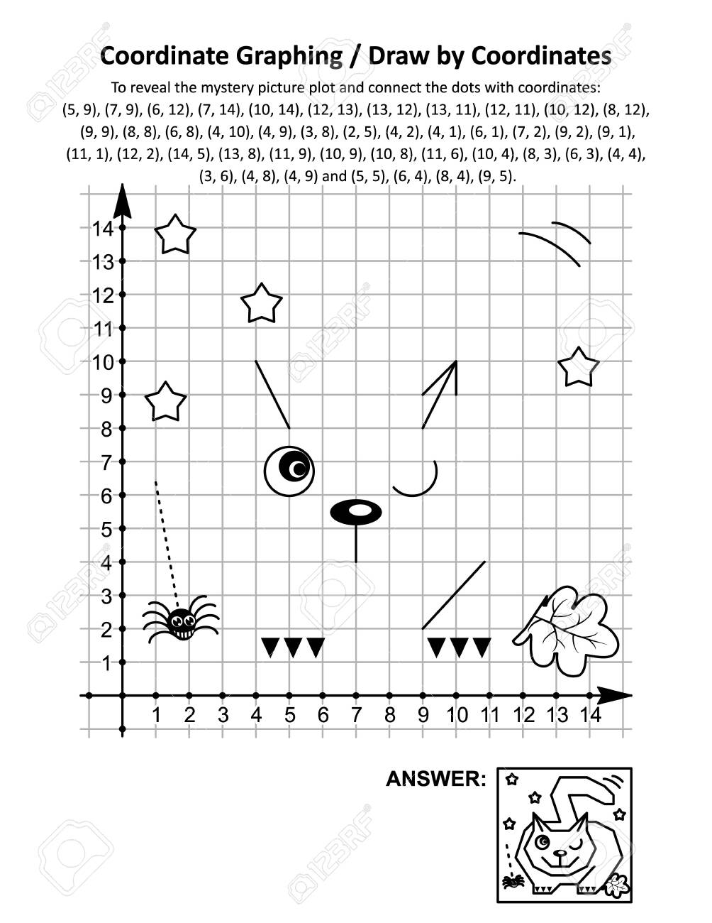 Coordinate Graphing Picture Worksheets Halloween