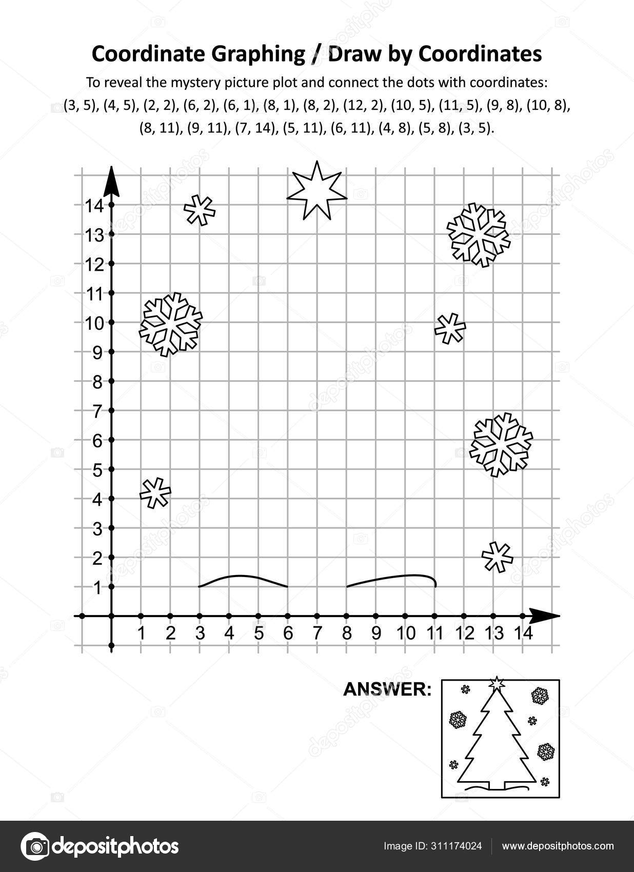 Coordinate Graphing, Or Drawcoordinates, Math Worksheet With Christmas  Tree: To Reveal The Mystery Picture Plot And Connect The Dots With Given