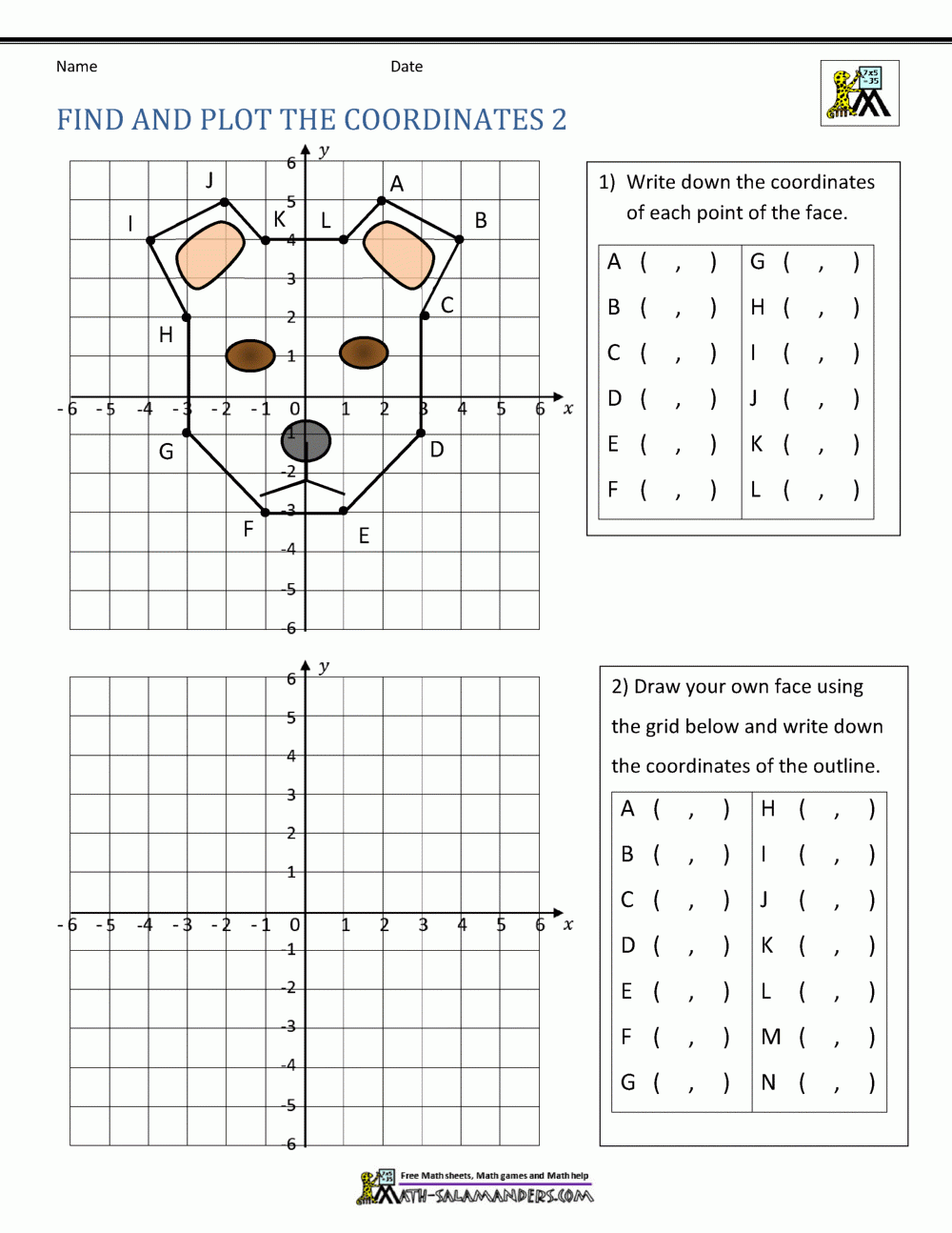 Coordinate Plane Worksheets - 4 Quadrants