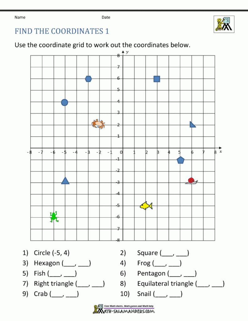 Coordinate Plane Worksheets   4 Quadrants