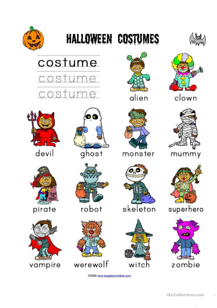 Costume Vocab   English Esl Worksheets For Distance Learning