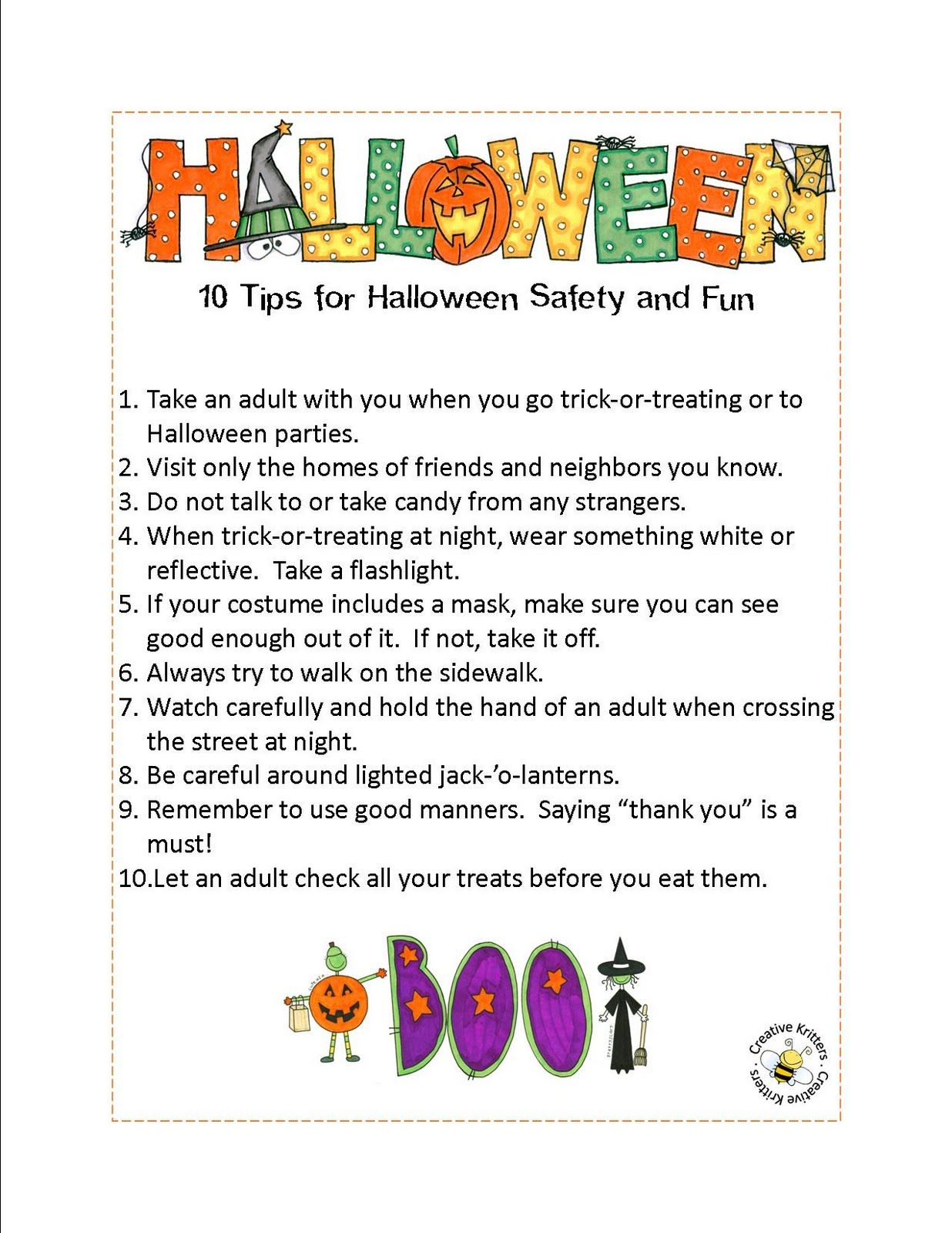 Printable Halloween Safety Tips