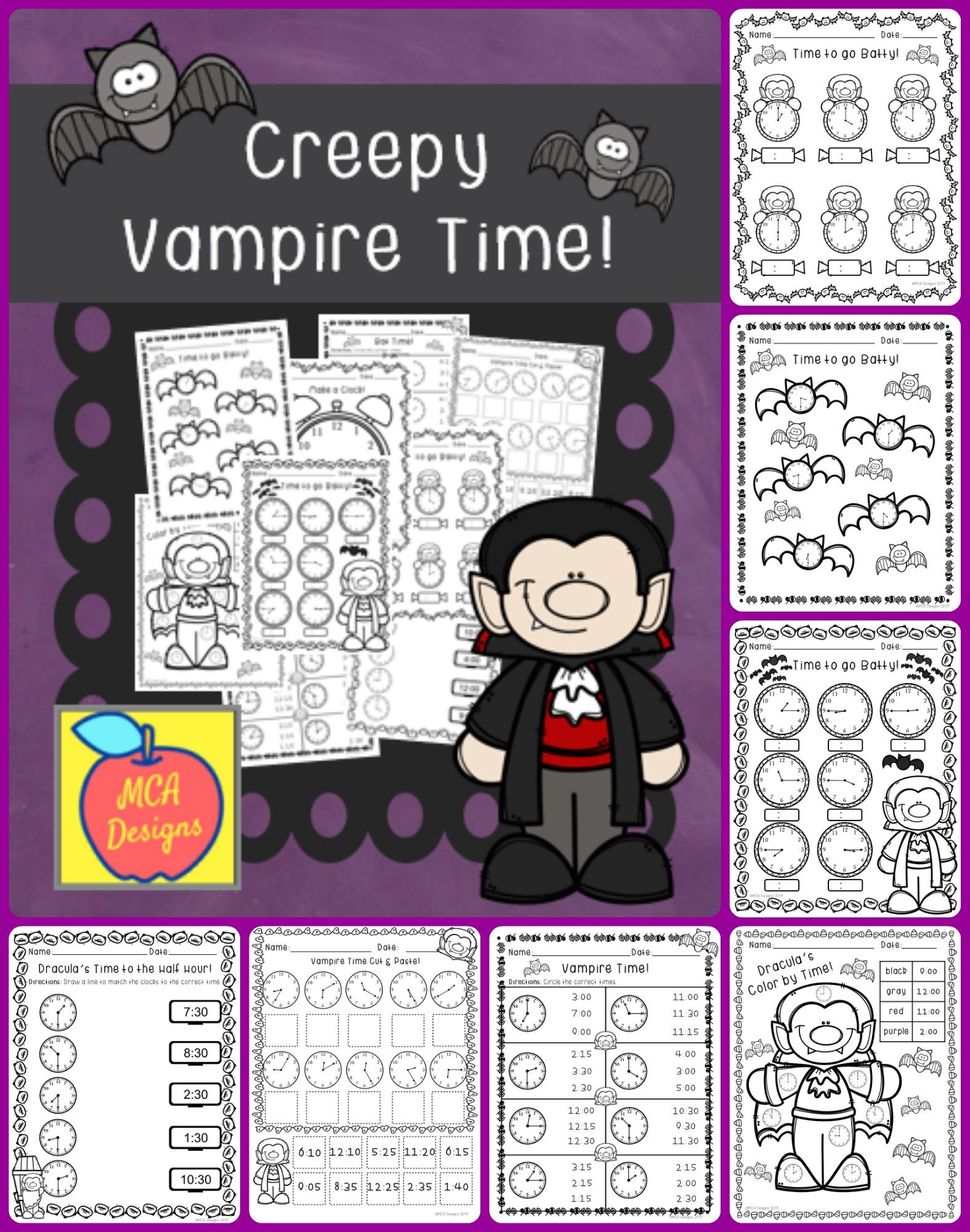 Creepy Vampire Time | Halloween Resources, Time To The Hour