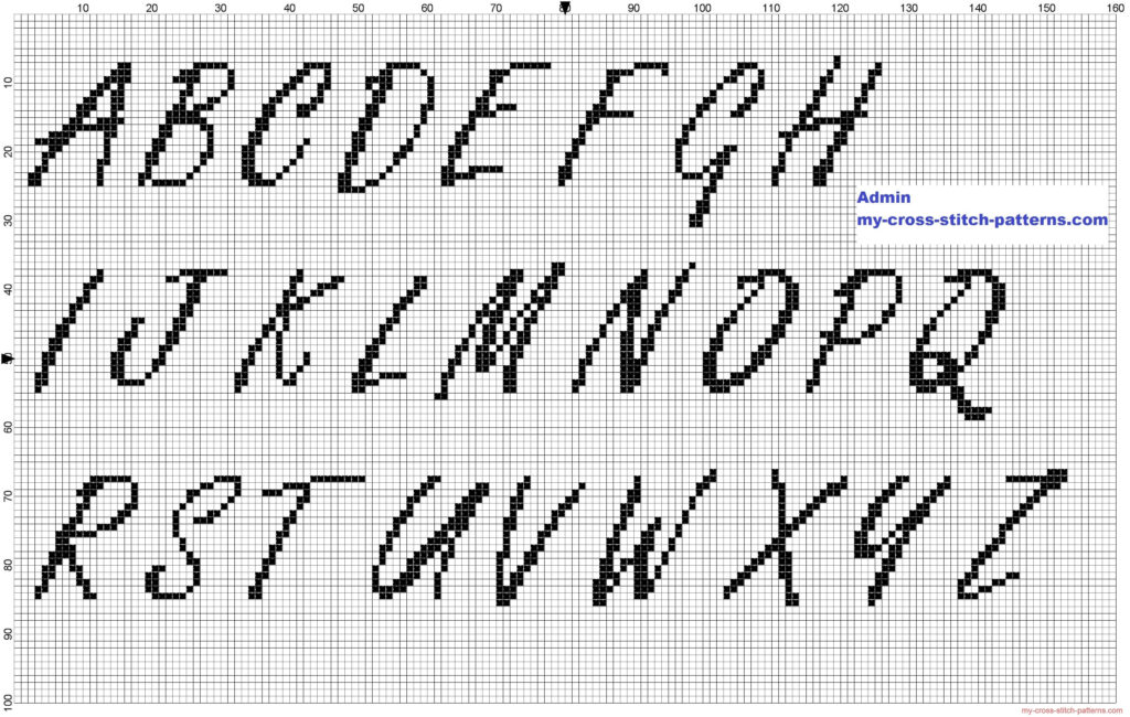 Cross Stitch Alphabet Freestyle Script Font Uppercase