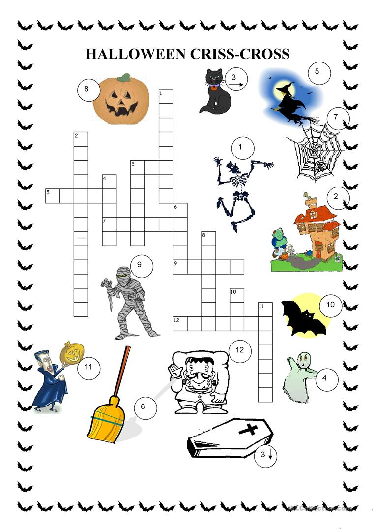 Crosswords - Halloween - English Esl Worksheets For Distance