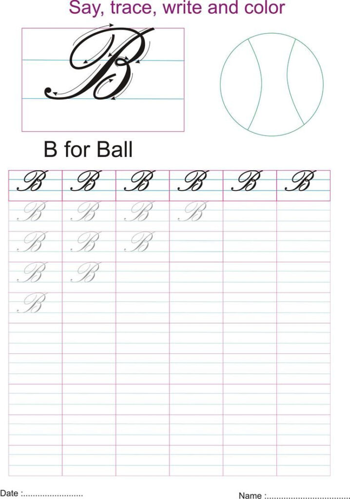Cursive Captial Letter B Worksheet | Letter B Worksheets Cursive Captial Letter B Worksheet | Letter B Worksheets