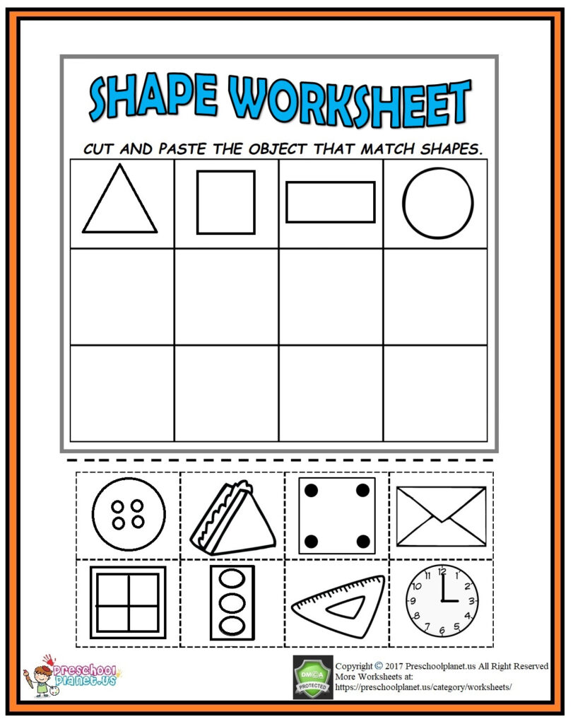 Cut And Paste Shape Worksheet – Preschoolplanet