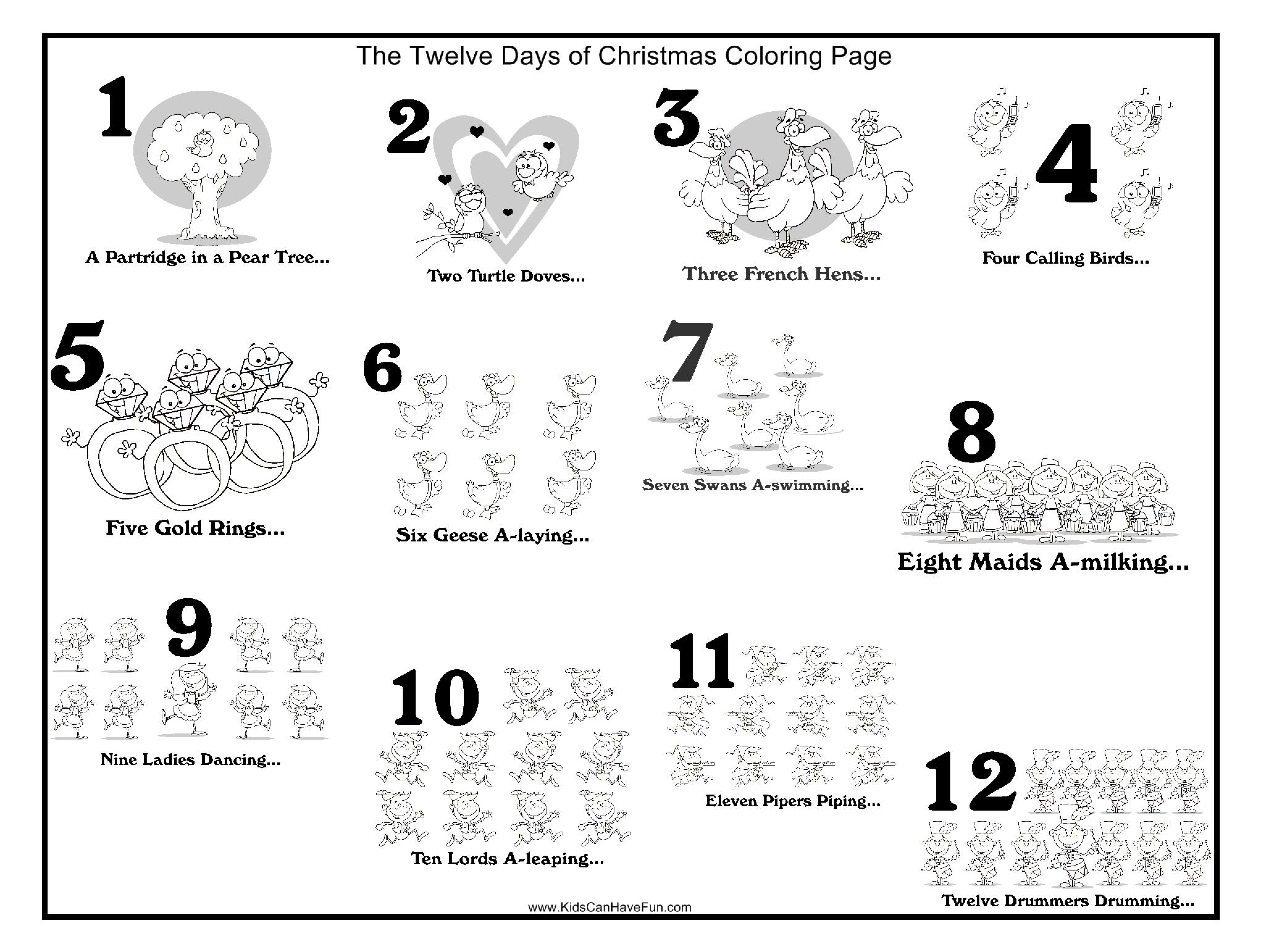 Days Of Christmas Funny Version Coloring Pagesntable Lyrics