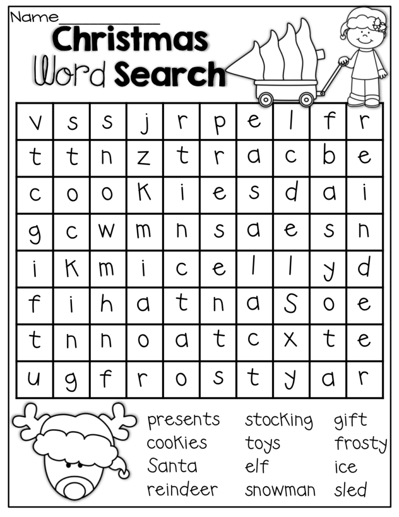 December No Prep Packet (1St Grade) | Christmas Word Search