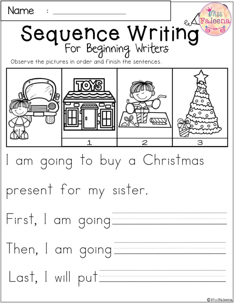December Sequence Writing For Beginning Writers Kindergarten