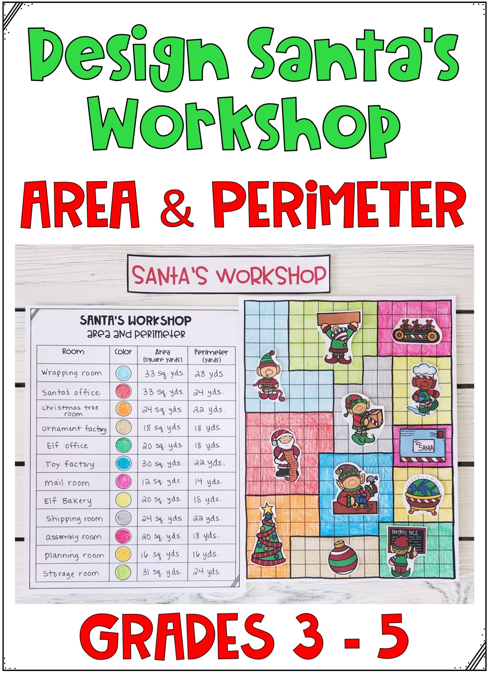Design Santa&amp;#039;s Workshop Perimeter And Area Math Activity