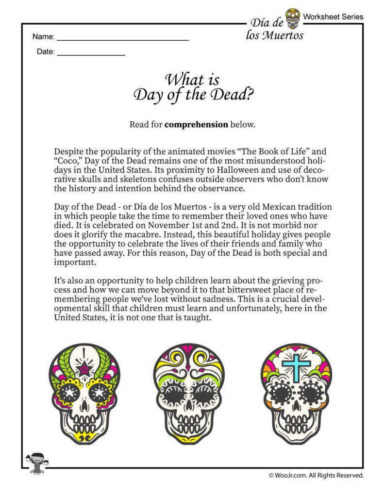 Dia De Los Muertos Worksheet In 2020 | Day Of The Dead, Dia