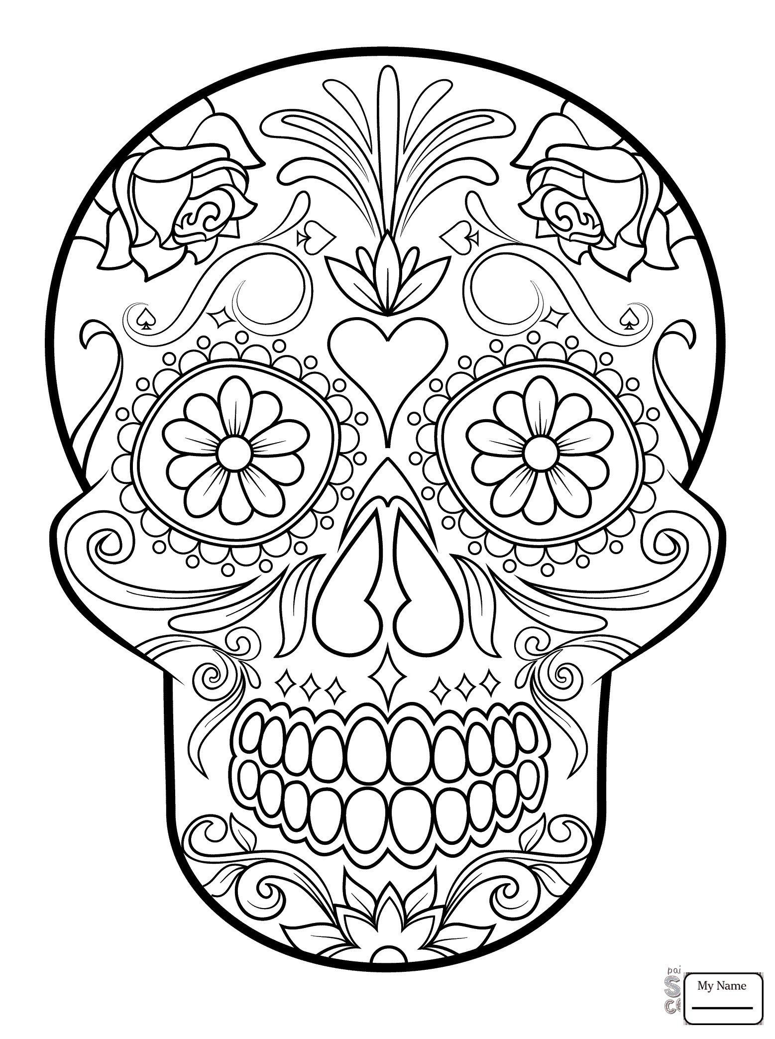 Dia Los Muertos Skull Coloring Page Free Printable Easy Vs