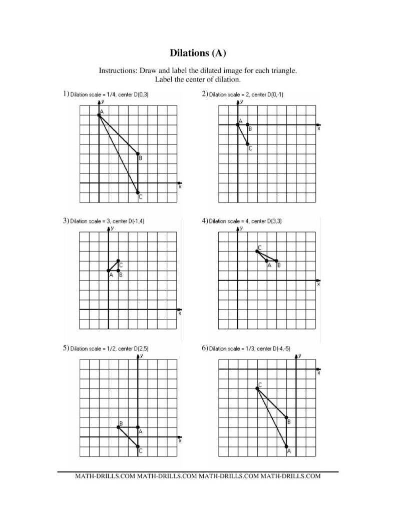 Dilations Old Version Dilation In Math Worksheets Pin 7Th
