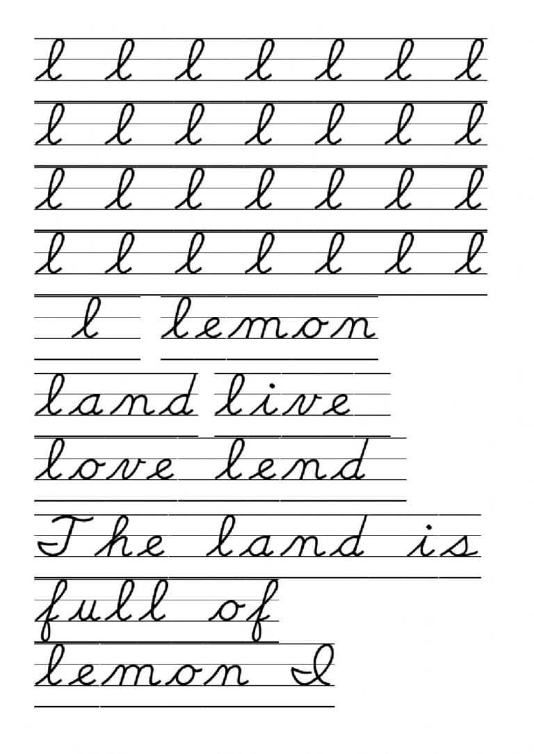 D'nealian Cursive Worksheet | AlphabetWorksheetsFree.com