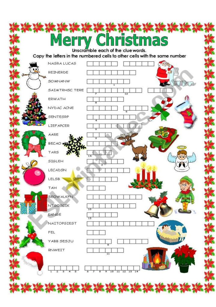 Double Puzzle (Christmas)   Esl Worksheetlupiscasu