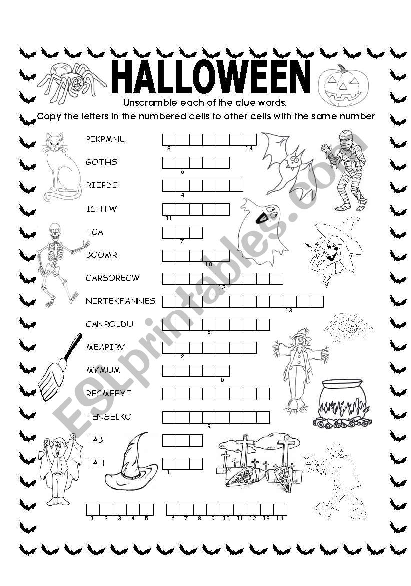 Double Puzzle (Halloween) + Key - Esl Worksheetlupiscasu