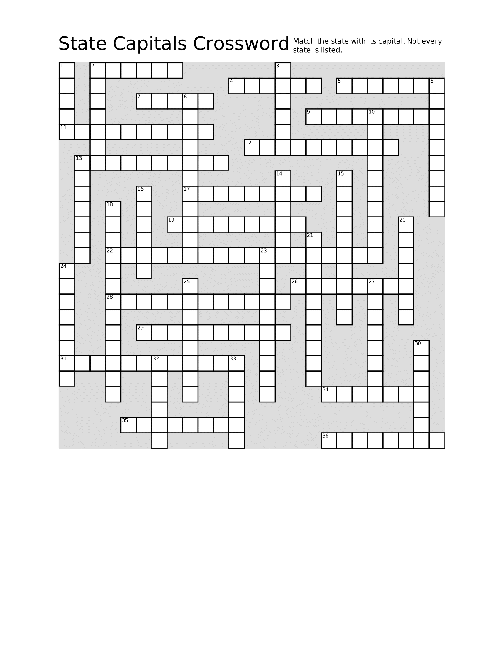 Download, Print, And Solve This State Capitals Crossword For