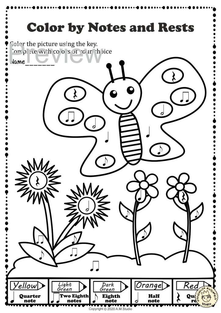 Elementary Music Coloring Worksheets For Kids Halloween