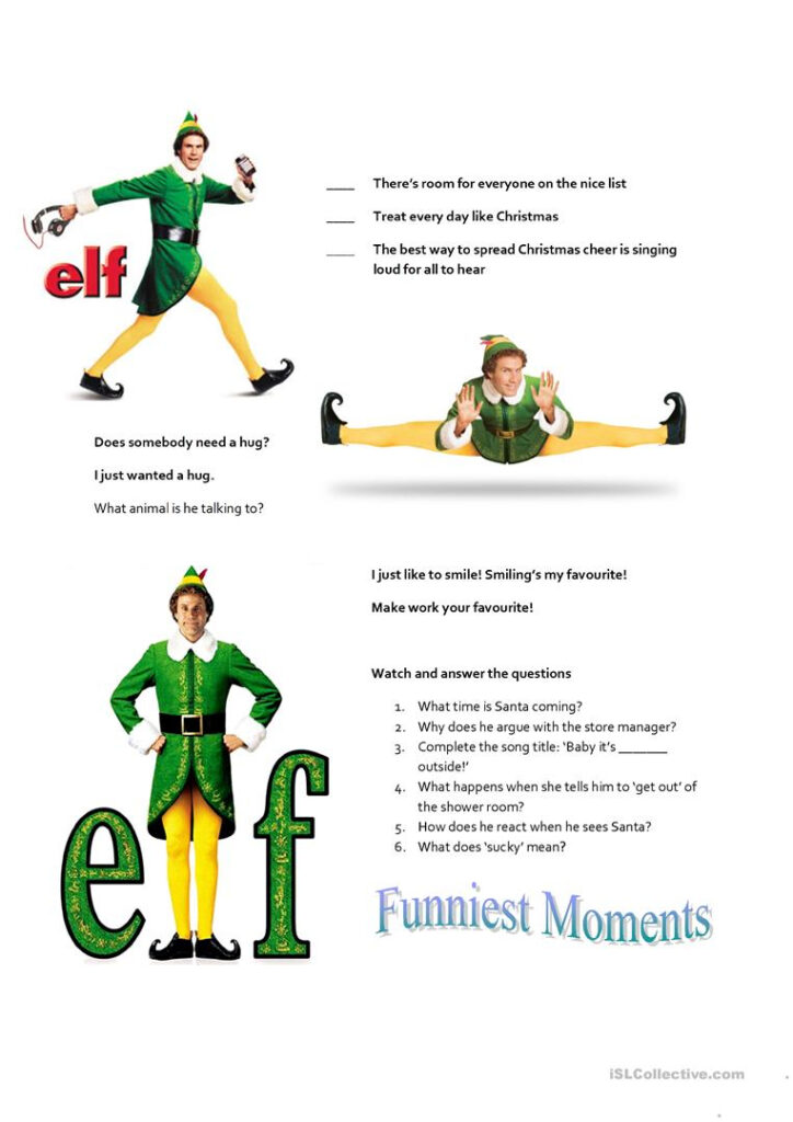 Elf The Movie   English Esl Worksheets For Distance Learning
