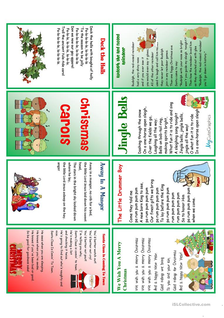 English Esl Christmas Carols Worksheets - Most Downloaded