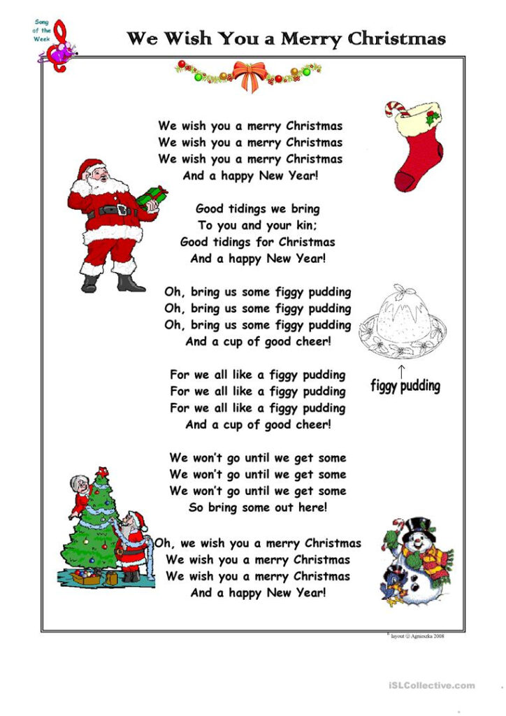 English Esl Christmas Lyrics Worksheets   Most Downloaded
