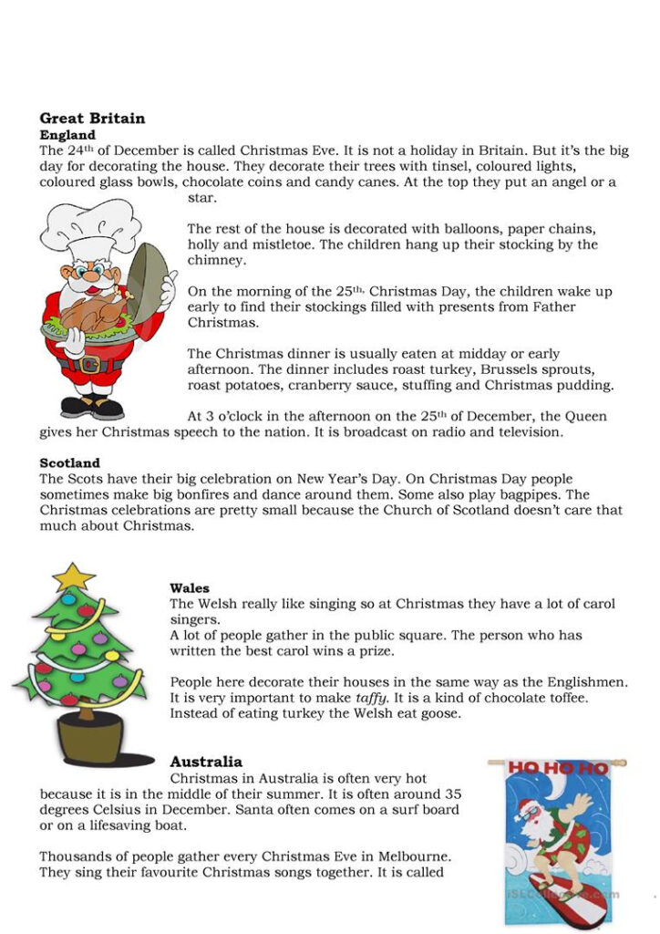 English Esl Christmas Traditions Worksheets   Most