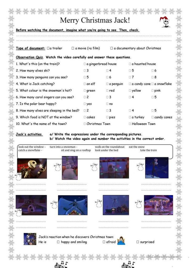 English Esl Nightmare Before Christmas Worksheets   Most