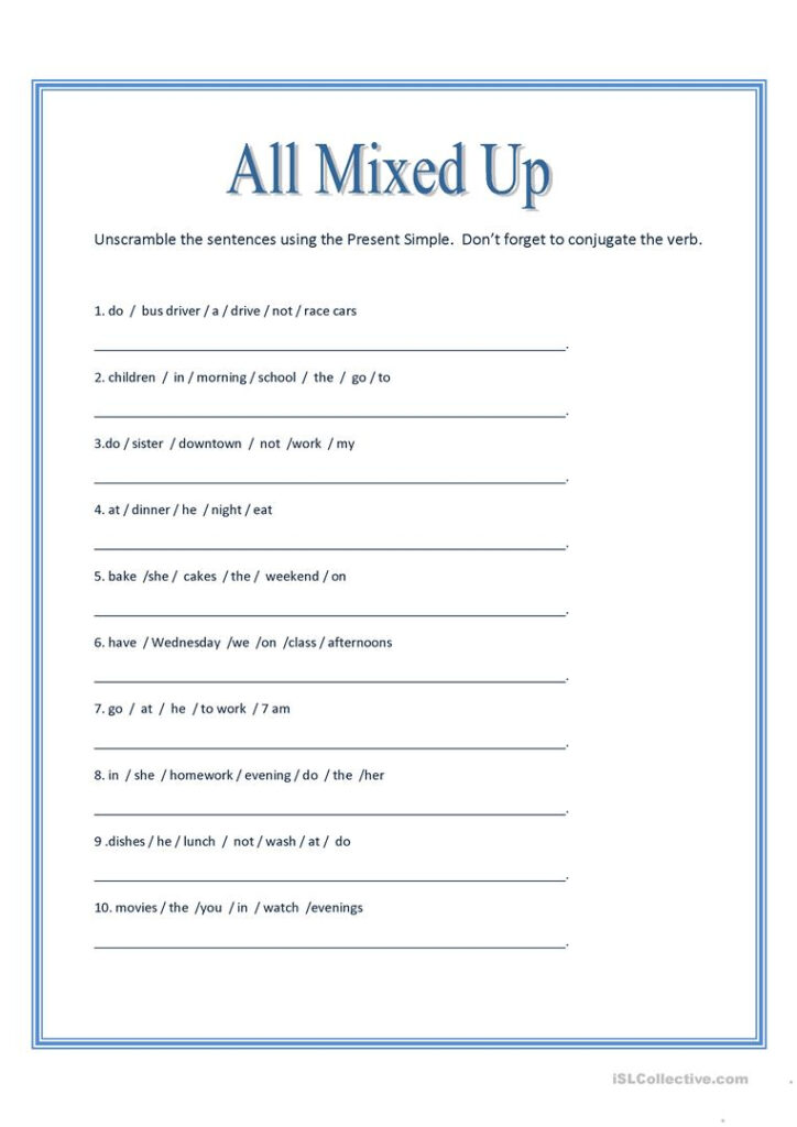 English Esl Unscramble Worksheets   Most Downloaded (53 Results)
