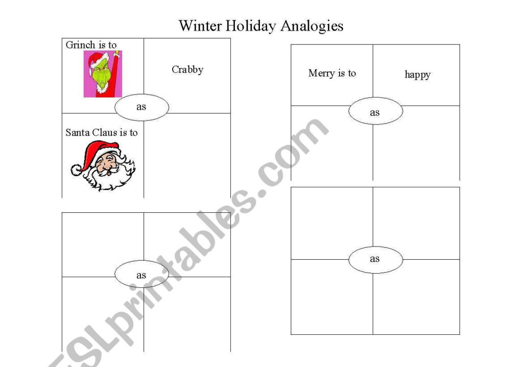 English Worksheets: Christmas Analogies