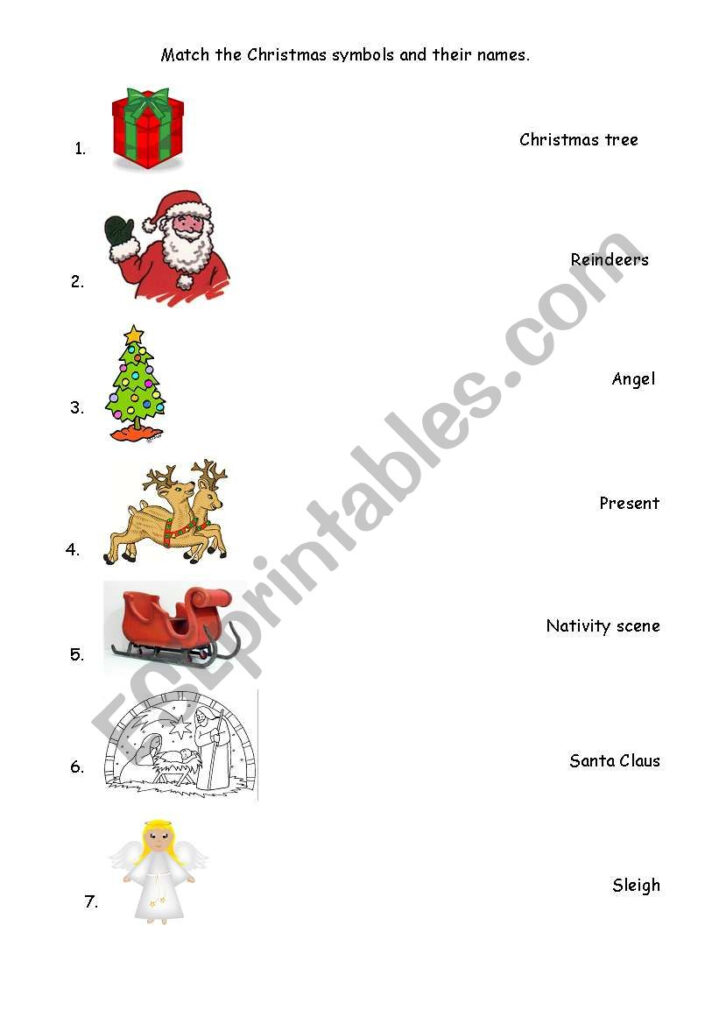 English Worksheets: Christmas Symbols