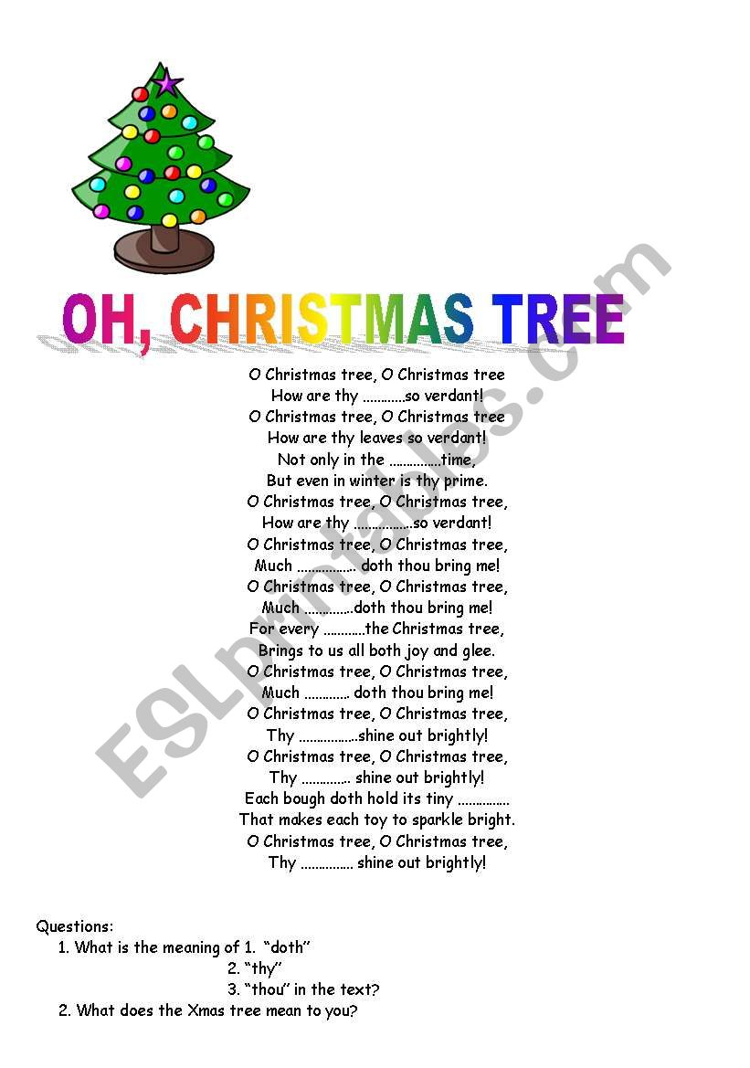 English Worksheets: Christmas Tree