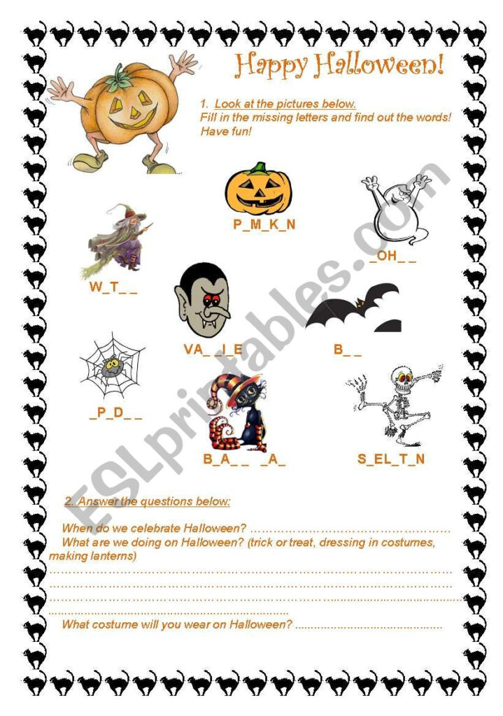 English Worksheets: Funny Halloween Worksheet