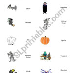 English Worksheets: Halloween Matching Worksheet