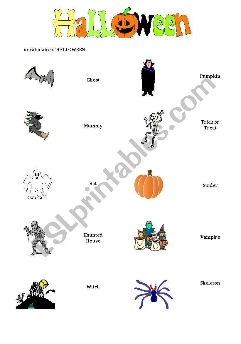 English Worksheets: Halloween Matching Worksheet