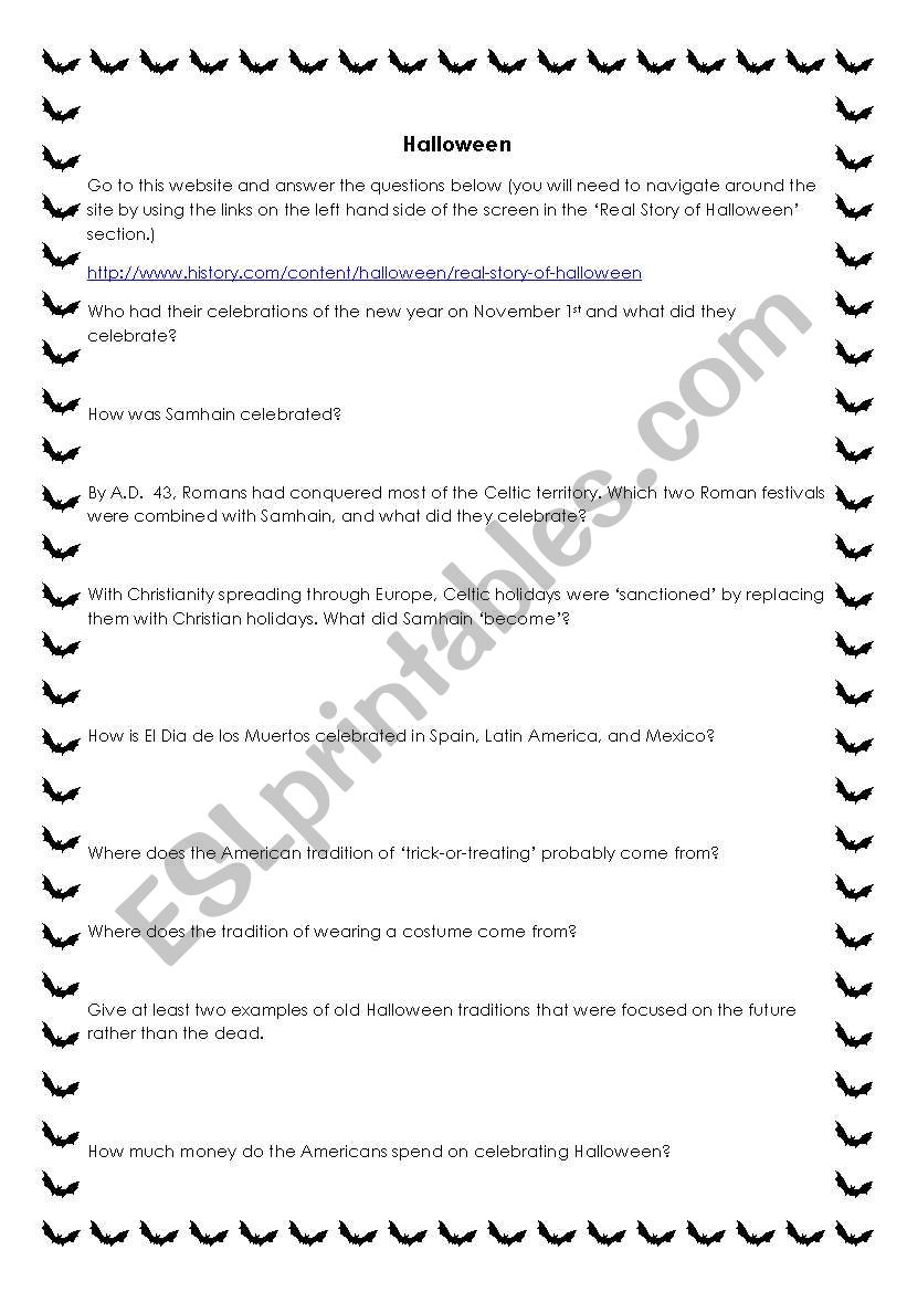 English Worksheets: Halloween ´mini Web-Quest´