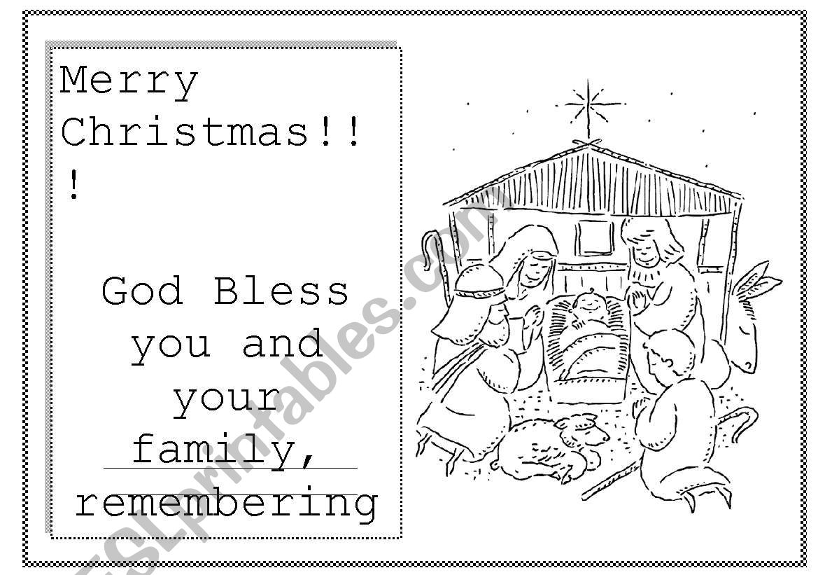 English Worksheets: Merry Christmas Card