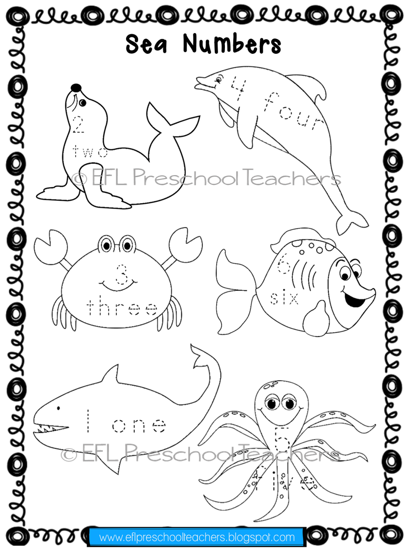 Ocean Animals Tracing Worksheets | AlphabetWorksheetsFree.com