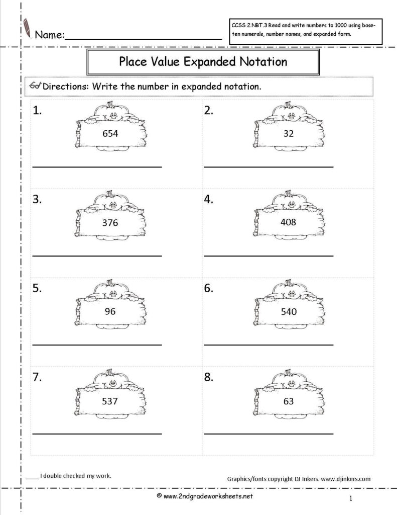 Expanded Form Worksheets 2Nd Grade Halloween Worksheets And