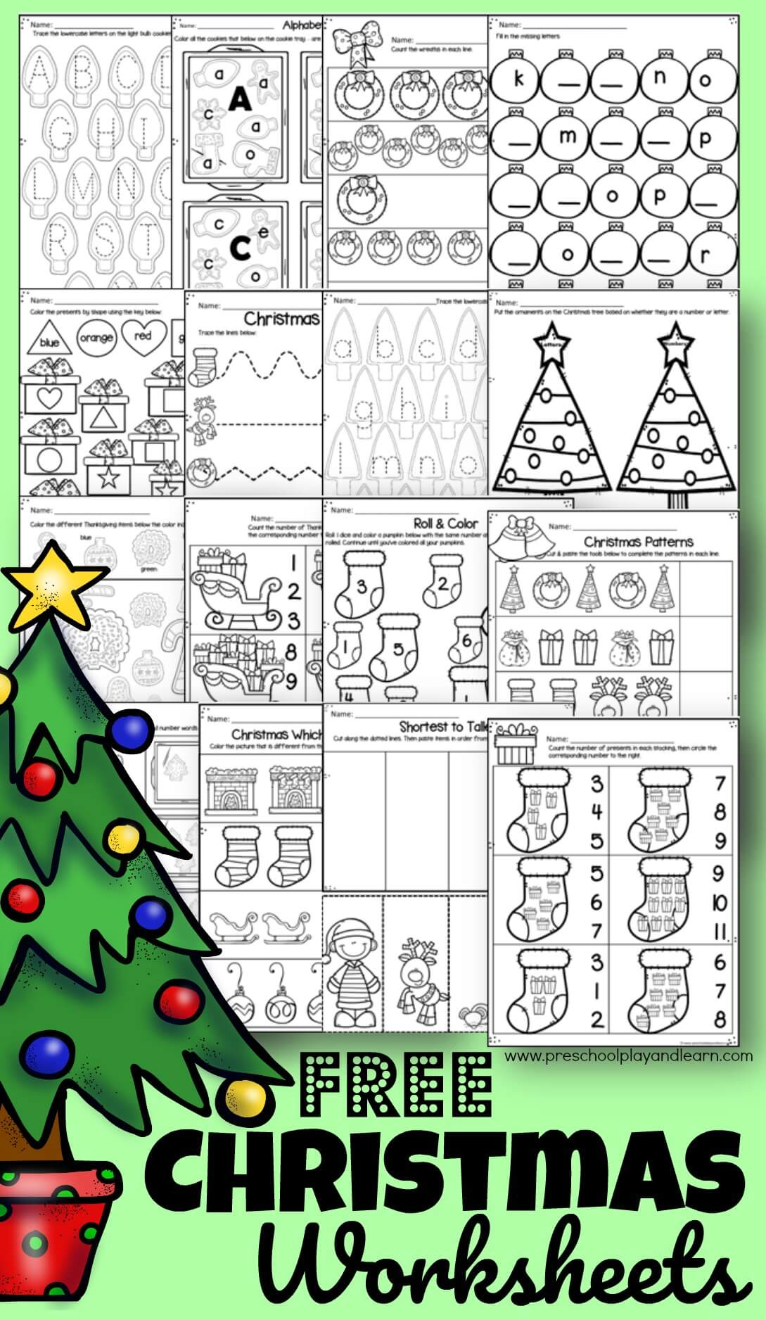 Free Printable Christmas Worksheets For Kindergarten Pdf