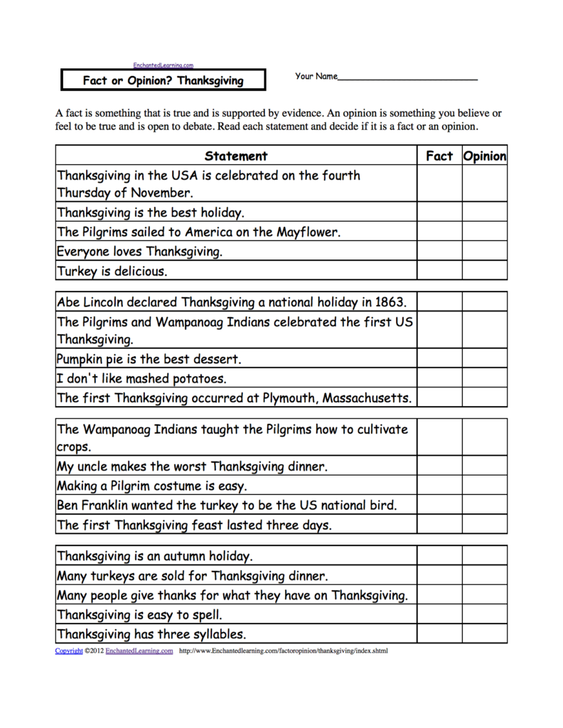 Fact Or Opinion? Checkmark Worksheets To Print